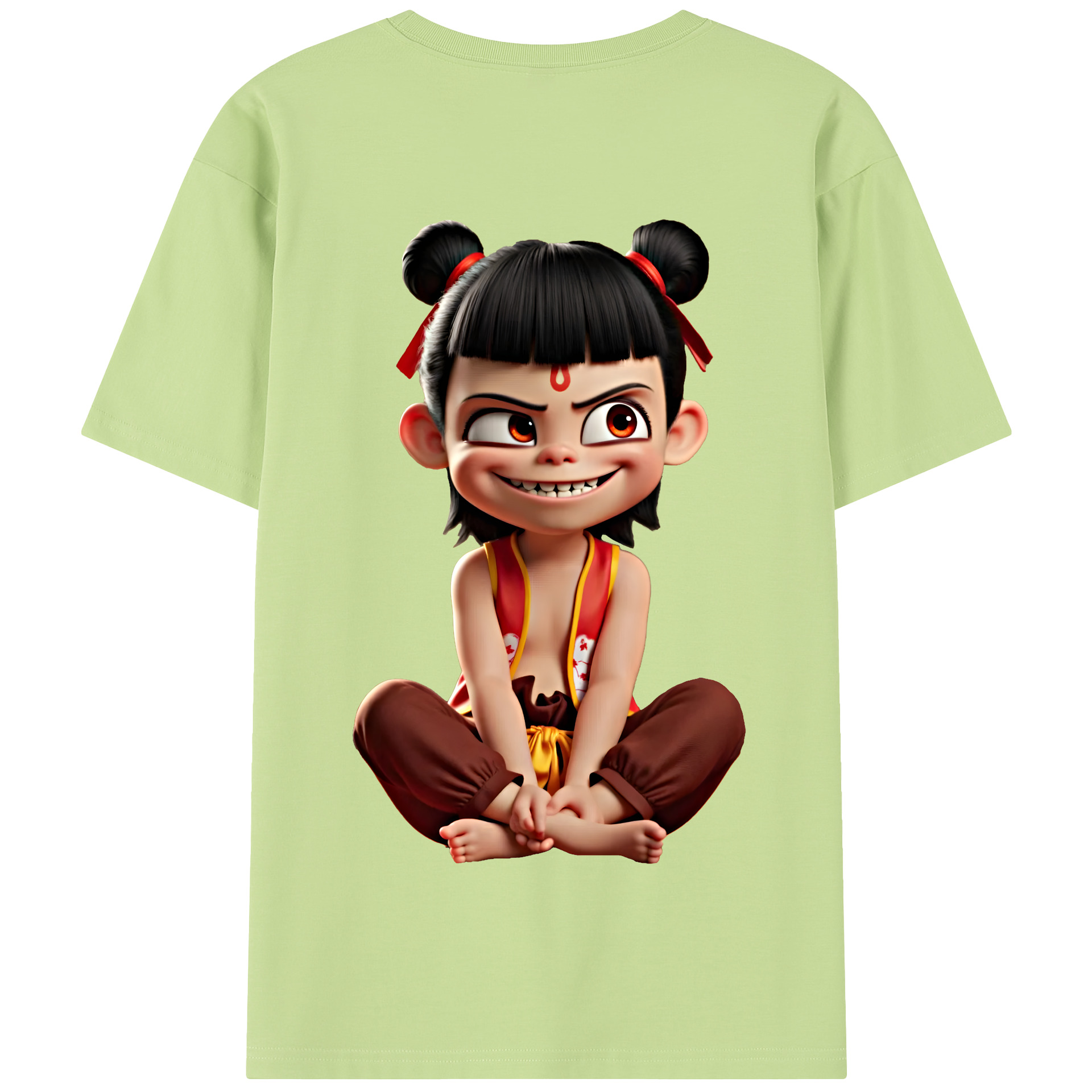 （画像用） Ne Zha 2 ナタ 魔童の大暴れ 綿100％半袖Tシャツ（背面プリント）
